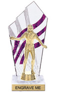 8 inch Clear with Purple Stripes Diamond Backdrop Trophy