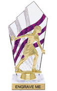 8 inch Clear with Purple Stripes Diamond Backdrop Trophy