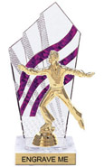 8 inch Clear with Purple Stripes Diamond Backdrop Trophy