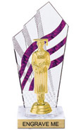 8 inch Clear with Purple Stripes Diamond Backdrop Trophy