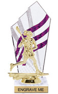 8 inch Clear with Purple Stripes Diamond Backdrop Trophy