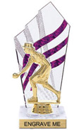 8 inch Clear with Purple Stripes Diamond Backdrop Trophy