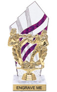 8 inch Clear with Purple Stripes Diamond Backdrop Trophy