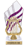 8 inch Clear with Purple Stripes Diamond Backdrop Trophy