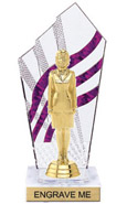 8 inch Clear with Purple Stripes Diamond Backdrop Trophy