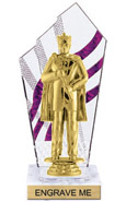 8 inch Clear with Purple Stripes Diamond Backdrop Trophy