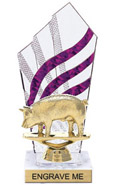 8 inch Clear with Purple Stripes Diamond Backdrop Trophy