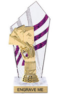 8 inch Clear with Purple Stripes Diamond Backdrop Trophy