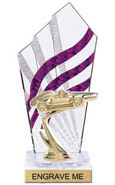8 inch Clear with Purple Stripes Diamond Backdrop Trophy