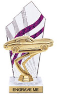 8 inch Clear with Purple Stripes Diamond Backdrop Trophy