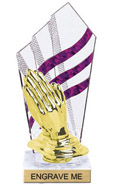 8 inch Clear with Purple Stripes Diamond Backdrop Trophy
