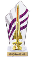 8 inch Clear with Purple Stripes Diamond Backdrop Trophy
