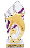 8 inch Clear with Purple Stripes Diamond Backdrop Trophy