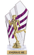8 inch Clear with Purple Stripes Diamond Backdrop Trophy