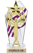 8 inch Clear with Purple Stripes Diamond Backdrop Trophy