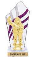 8 inch Clear with Purple Stripes Diamond Backdrop Trophy