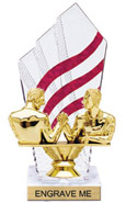 8 inch Clear with Red Stripes Diamond Backdrop Trophy