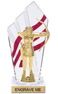 8 inch Clear with Red Stripes Diamond Backdrop Trophy