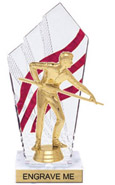 8 inch Clear with Red Stripes Diamond Backdrop Trophy