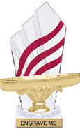 8 inch Clear with Red Stripes Diamond Backdrop Trophy