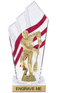 8 inch Clear with Red Stripes Diamond Backdrop Trophy