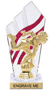 8 inch Clear with Red Stripes Diamond Backdrop Trophy