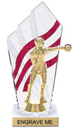 8 inch Clear with Red Stripes Diamond Backdrop Trophy