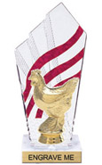 8 inch Clear with Red Stripes Diamond Backdrop Trophy