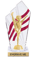 8 inch Clear with Red Stripes Diamond Backdrop Trophy