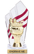 8 inch Clear with Red Stripes Diamond Backdrop Trophy