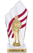 8 inch Clear with Red Stripes Diamond Backdrop Trophy
