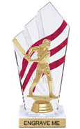 8 inch Clear with Red Stripes Diamond Backdrop Trophy