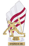 8 inch Clear with Red Stripes Diamond Backdrop Trophy