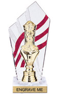 8 inch Clear with Red Stripes Diamond Backdrop Trophy