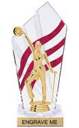 8 inch Clear with Red Stripes Diamond Backdrop Trophy