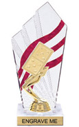 8 inch Clear with Red Stripes Diamond Backdrop Trophy