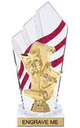 8 inch Clear with Red Stripes Diamond Backdrop Trophy