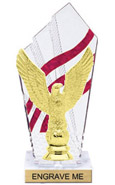 8 inch Clear with Red Stripes Diamond Backdrop Trophy