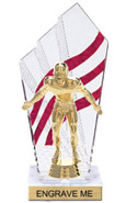 8 inch Clear with Red Stripes Diamond Backdrop Trophy