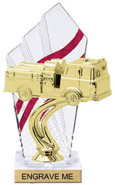 8 inch Clear with Red Stripes Diamond Backdrop Trophy