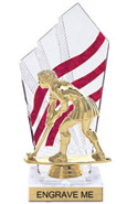 8 inch Clear with Red Stripes Diamond Backdrop Trophy