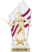 8 inch Clear with Red Stripes Diamond Backdrop Trophy