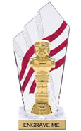 8 inch Clear with Red Stripes Diamond Backdrop Trophy