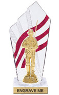 8 inch Clear with Red Stripes Diamond Backdrop Trophy