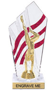 8 inch Clear with Red Stripes Diamond Backdrop Trophy