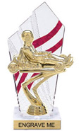 8 inch Clear with Red Stripes Diamond Backdrop Trophy