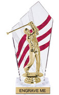 8 inch Clear with Red Stripes Diamond Backdrop Trophy