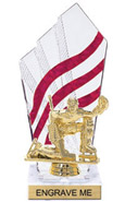 8 inch Clear with Red Stripes Diamond Backdrop Trophy