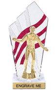 8 inch Clear with Red Stripes Diamond Backdrop Trophy