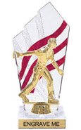 8 inch Clear with Red Stripes Diamond Backdrop Trophy